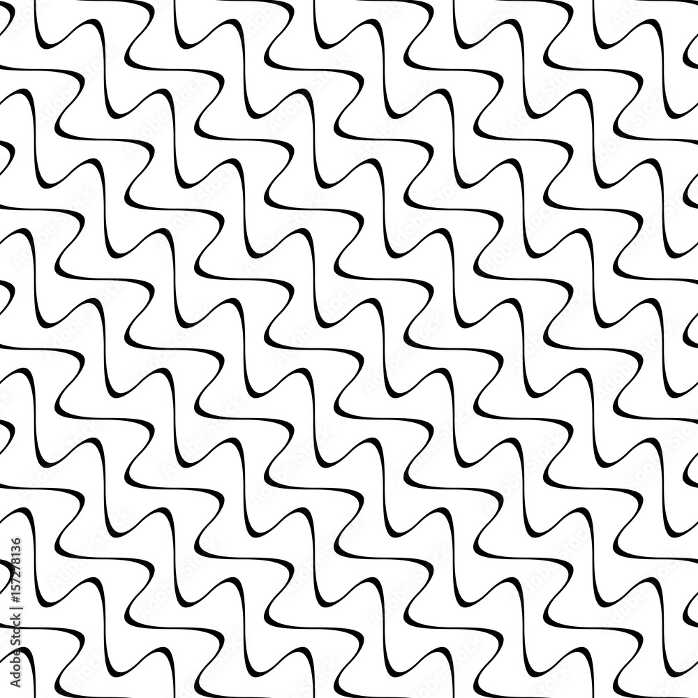 Vector seamless pattern. Modern stylish texture. Monochrome geometric pattern with bending threads. Vector seamless pattern. Modern stylish texture. Monochrome geometric pattern with bending threads.