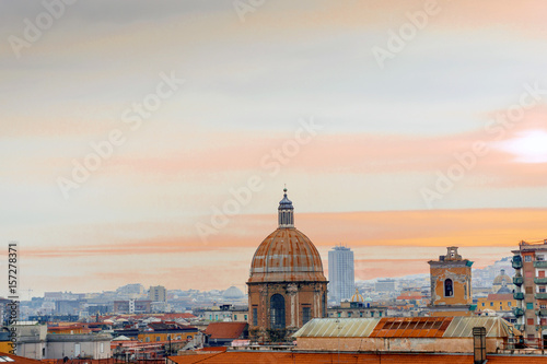 Street view of old town in Naples city, italy Europe