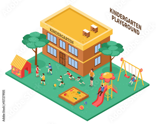 Kindergarten Isometric Composition 