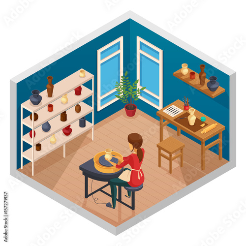 Pottery Isometric Workspace Composition