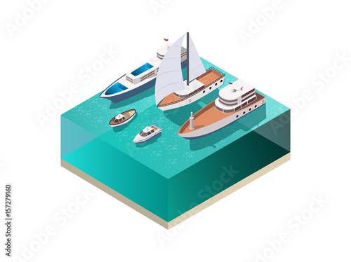 Water Vessels Isometric Composition