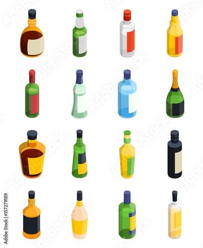 Alcohol Isometric Icon Set
