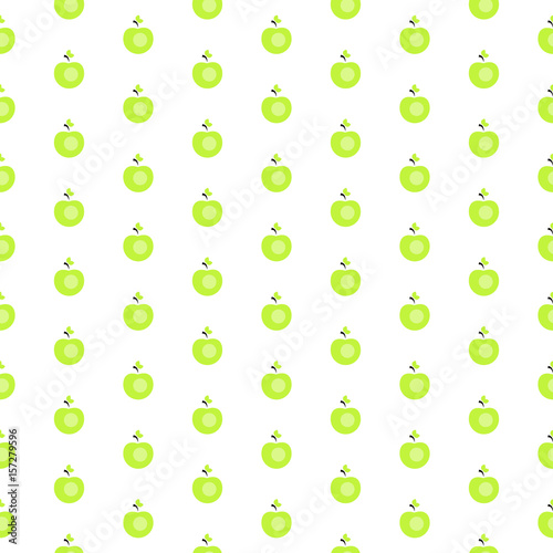 Green apples pattern. Vector background.