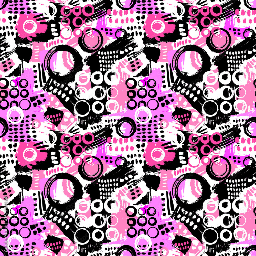 Memphis style hand drawn textured seamless pattern Memphis style hand drawn textured seamless pattern