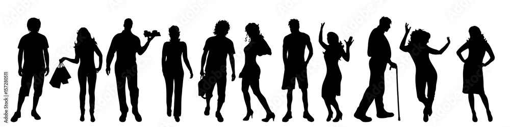 Vector silhouette of people on white background. Vector silhouette of people on white background.
