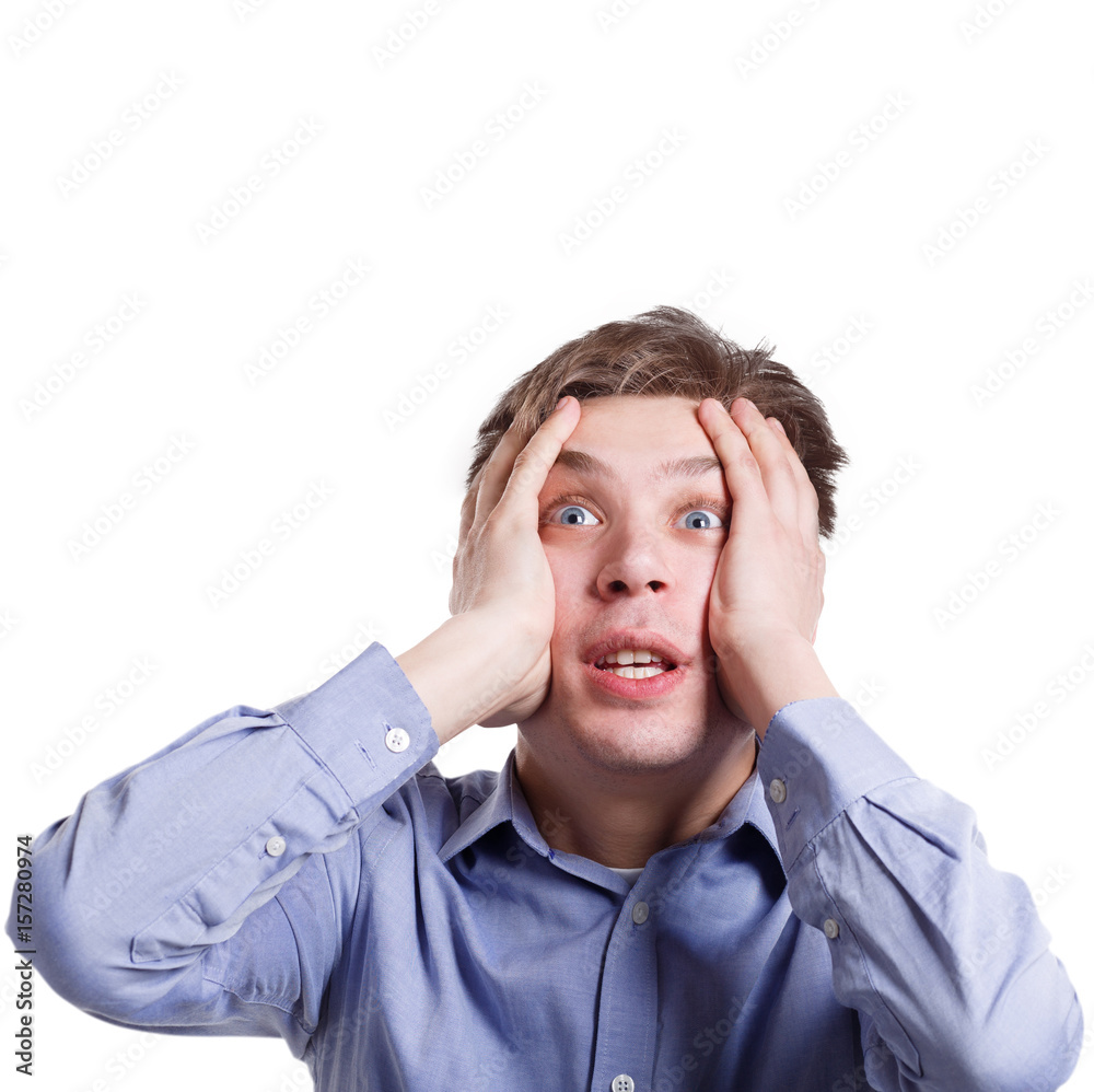 Shocking news. Shocked man expressing amaze on face Shocking news. Shocked man expressing amaze on face
