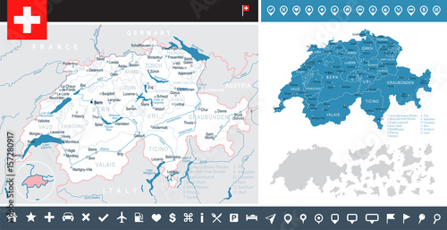 Switzerland - map and flag – infographic illustration