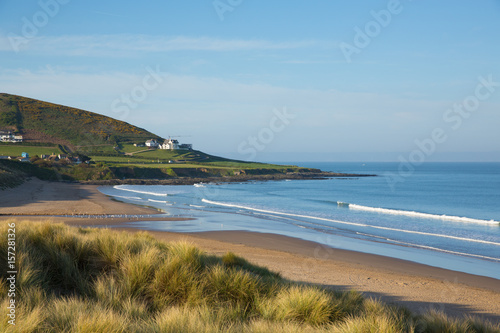 Woolacombe beach North Devon England UK in summer with blue sky photo