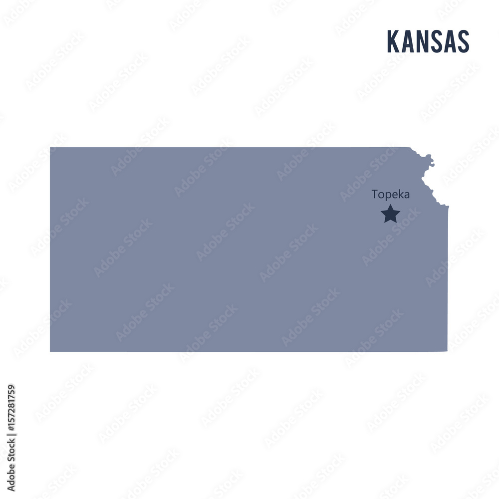 Vector map State of Kansas isolated on white background. Vector map State of Kansas isolated on white background.