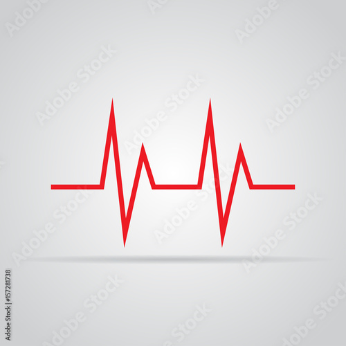 Red heartbeat icon. Vector illustration. Heartbeat sign in flat design.