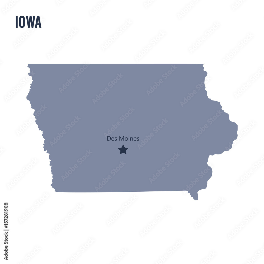 Vector map State of Iowa isolated on white background.