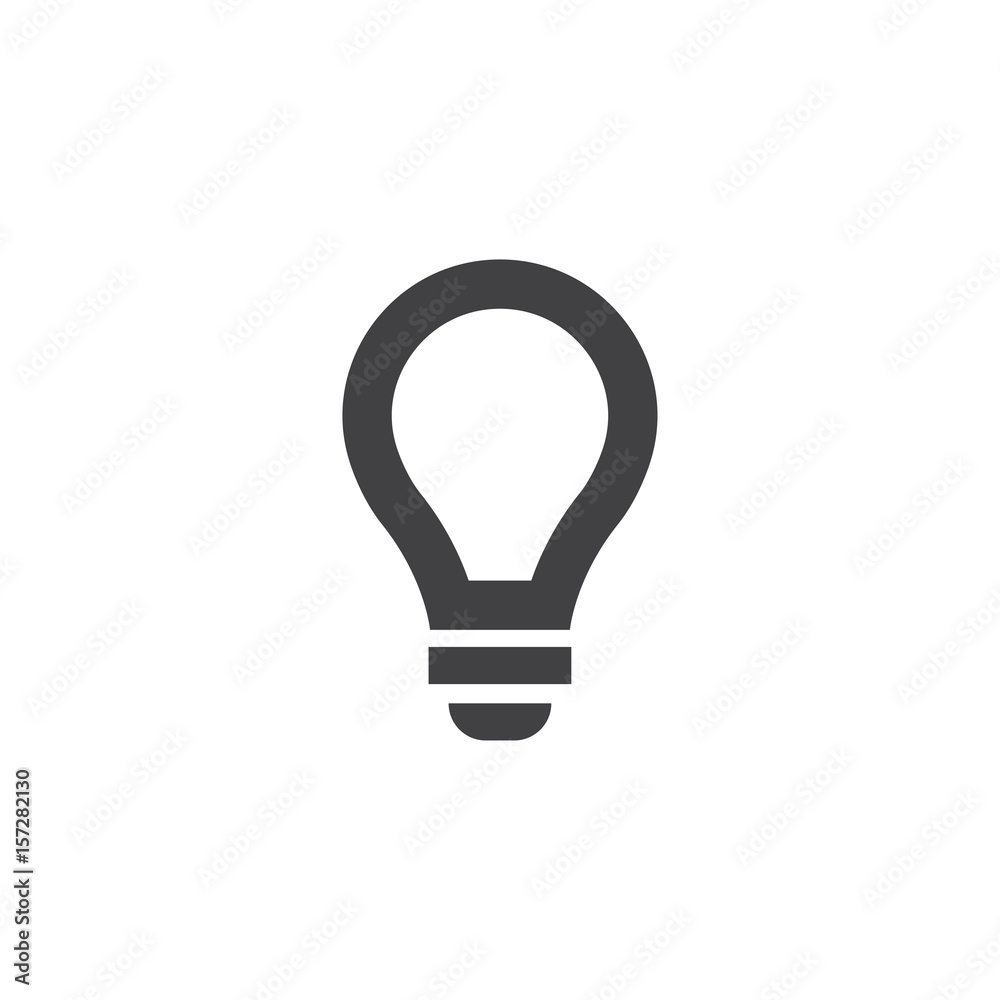 Lightbulb icon in black on a white background. Vector illustration - obrazy, fototapety, plakaty 