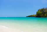 clear blue beautiful sea water and white sand beach in Thailand