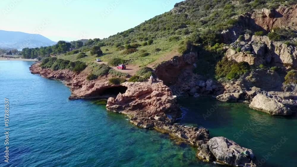 Aerial drone video of beaches and landscape of Porto Rafti, Avlaki, Mesogeia, Attica, Greece Aerial drone video of beaches and landscape of Porto Rafti, Avlaki, Mesogeia, Attica, Greece