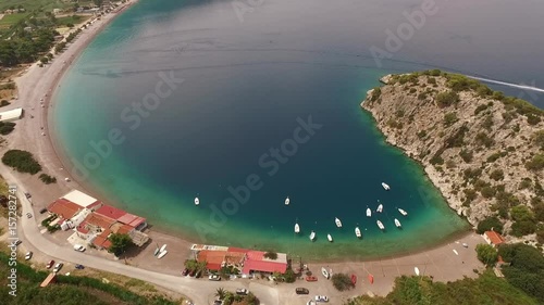 Aerial drone video of Psatha beach, Attica, Greece photo