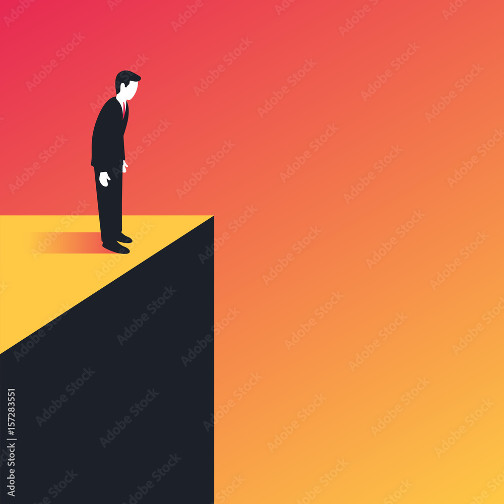 Businessman standing on the edge Businessman standing on the edge