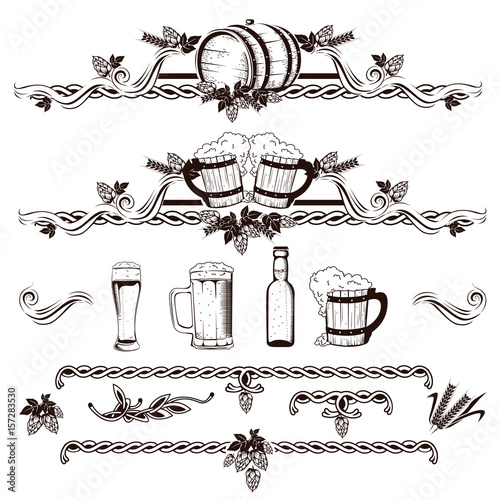 Vintage elements of the beer menu set