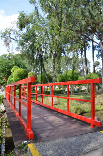 Red bridge in Chinese Garden