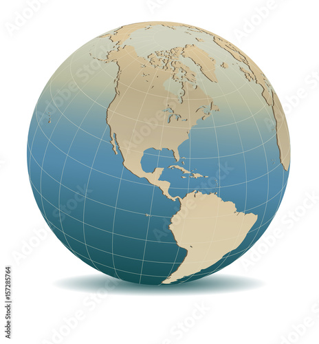 Retro Style North and South America Global World  Elements of this image furnished by NASA 
