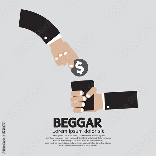 Coin Donated To The Beggar Vector Illustration