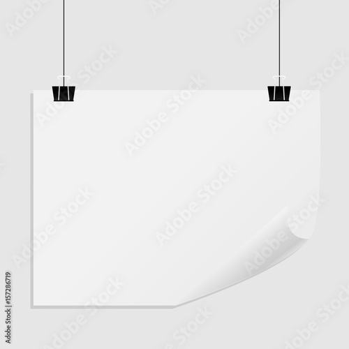 Hanging paper poster on wall poster. Vector illustration