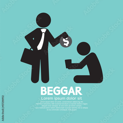 Businessman Donates Coin To The Beggar Vector Illustration