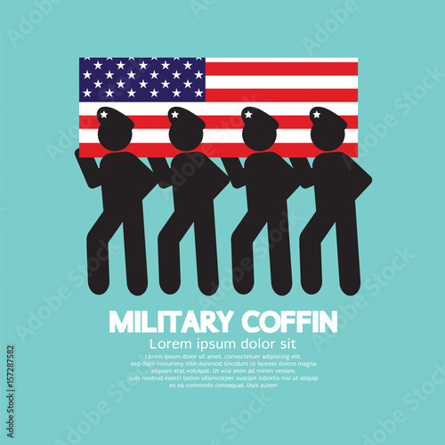 Military Coffin Funeral Parade Vector Illustration