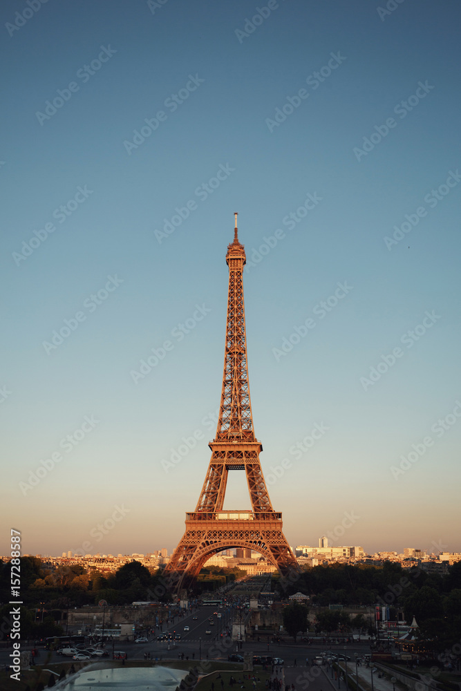 Evening sky over the Eiffel Tower