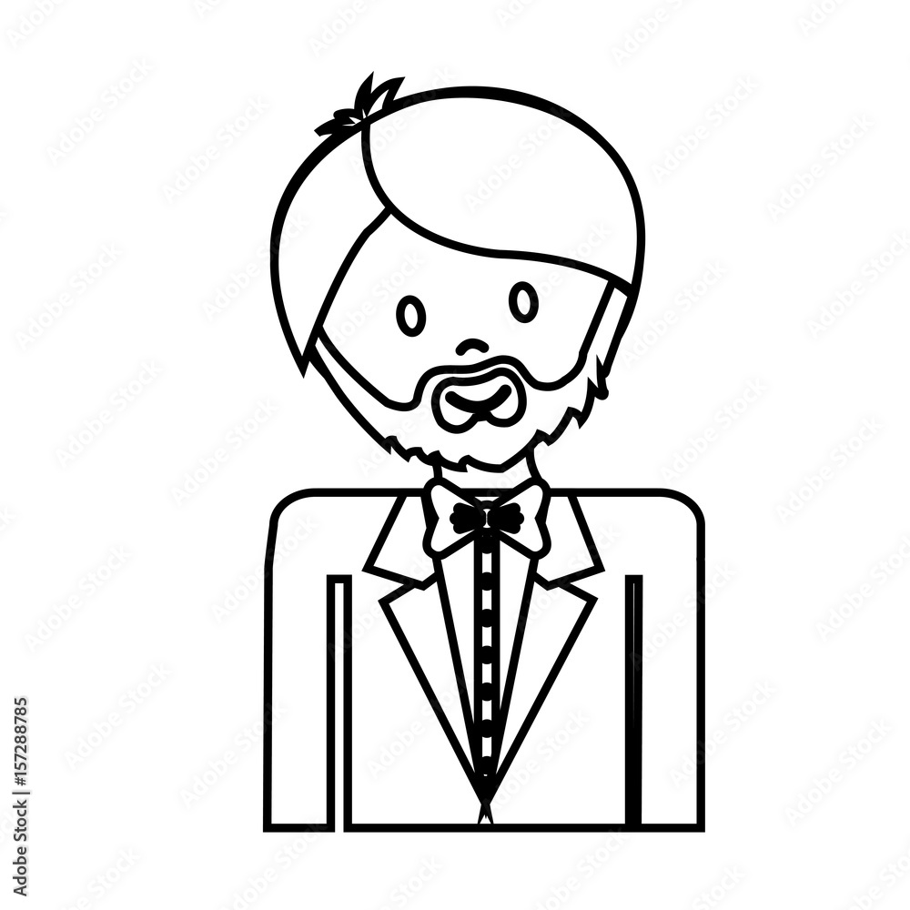 cartoon man wearing elegant suit icon over white background. vector illustration