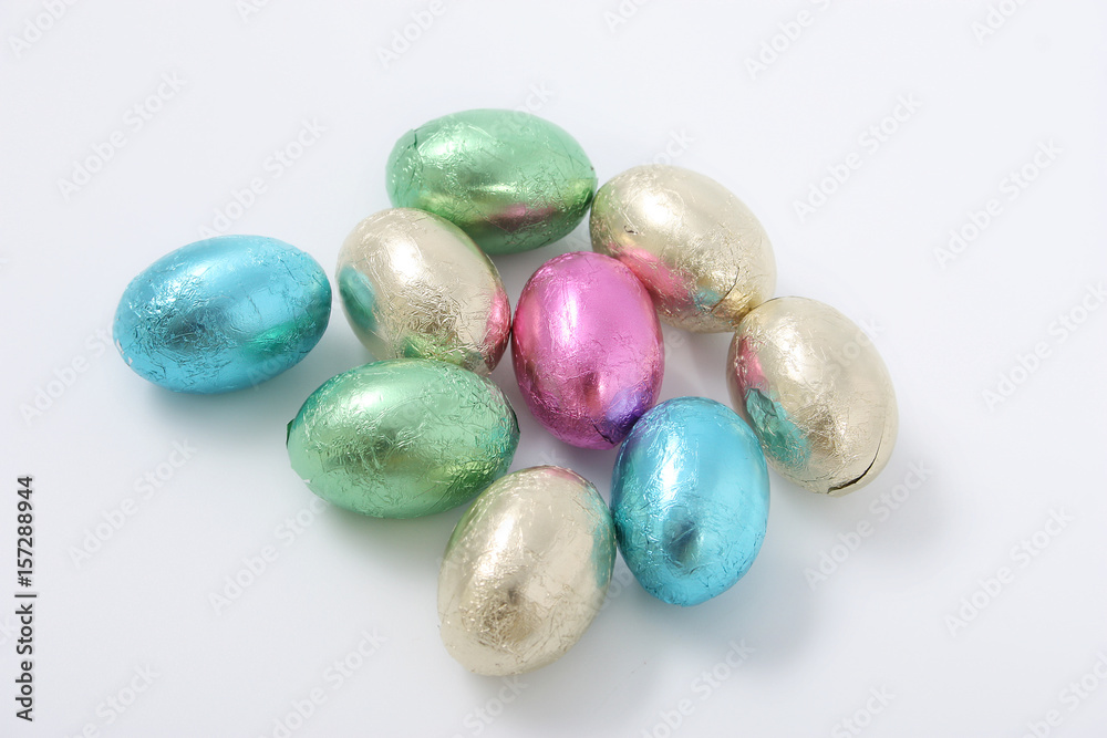 Chocolate Easter eggs in the form of foil
