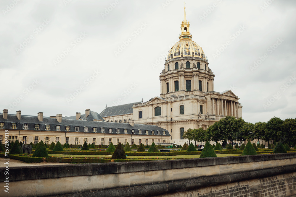 Look from the Seine at Les Invalides in Paris
