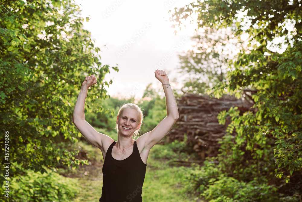 Joyful woman after winning Joyful woman after winning