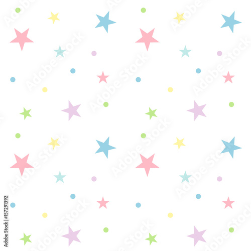 Seamless pastel star pattern on white background. Cute pattern vector illustration. 