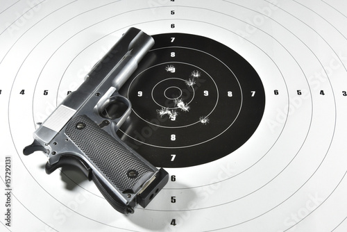 handgun and shooting target