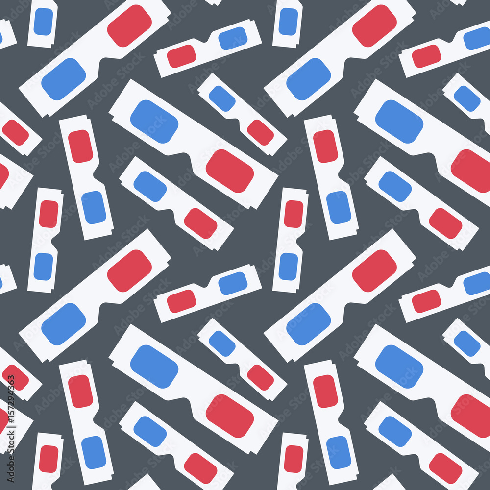 Seamless vector pattern with paper 3d glasses, swatch inside Seamless vector pattern with paper 3d glasses, swatch inside