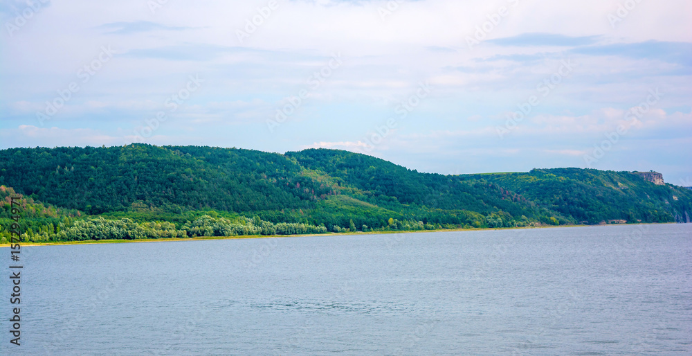 Photo of a beautiful blue bay at summer