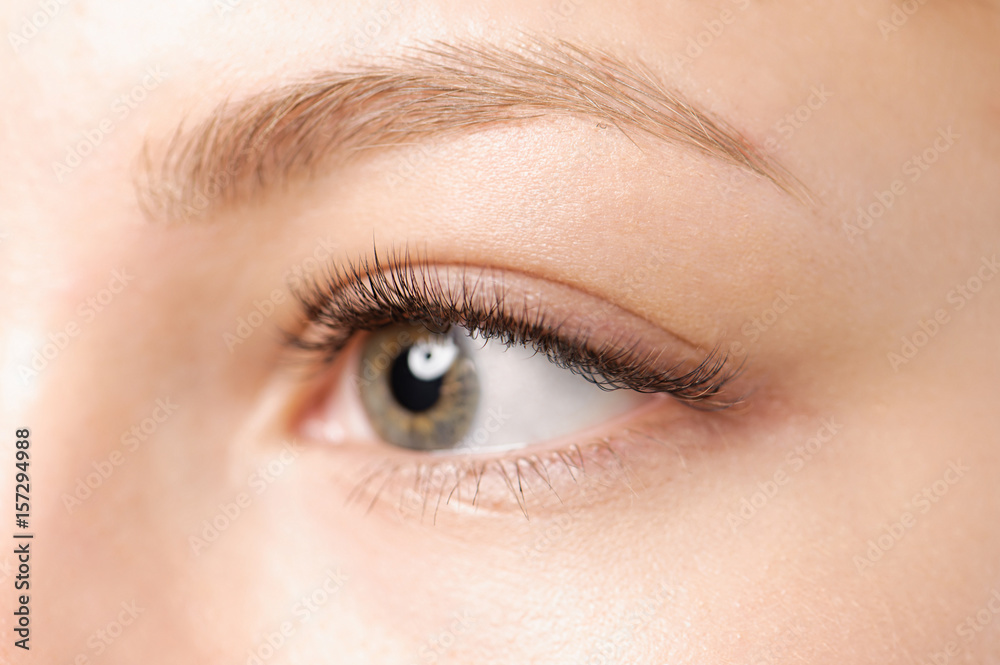 Obraz premium Closeup shot of female eye with day makeup