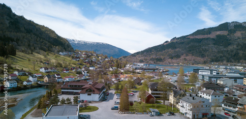 Aerial panorama of Stryn, Norway