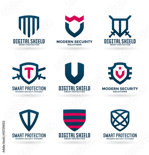 Vector shield, protection and safety symbols