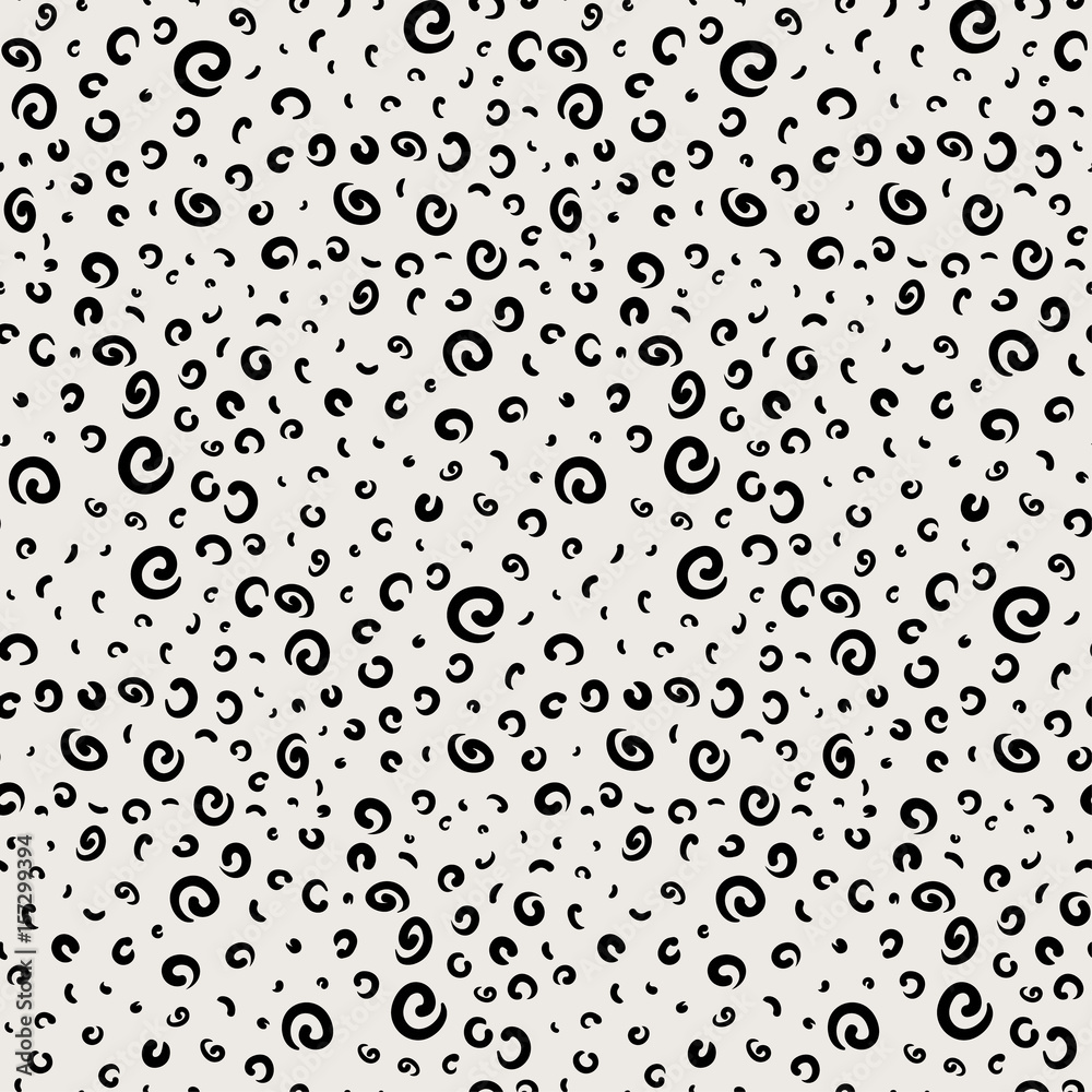 Seamless comma vector pattern. Black and white abstract geometric ornament.