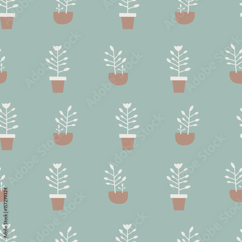 Seamless pattern with plants, flowers. Vector illustration.