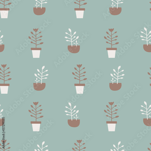 Seamless pattern with plants, flowers. Vector illustration.