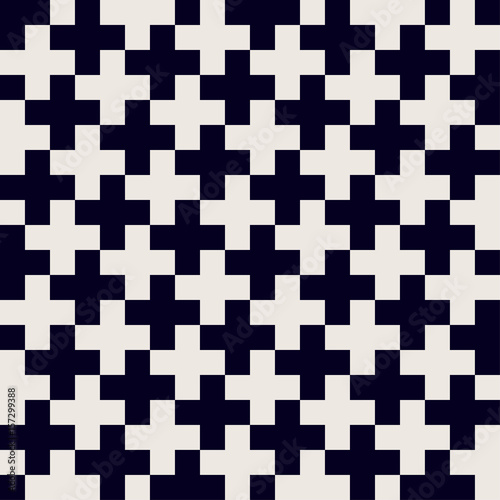 Seamless cross monochrome vector pattern. Traditional black and white ornament.