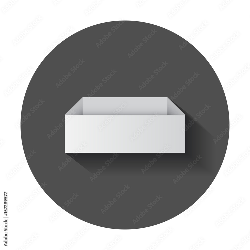 White cardboard package box. Vector illustration with long shadow. White cardboard package box. Vector illustration with long shadow.