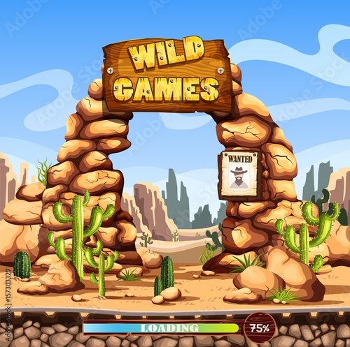 Start or loading screen for web wild west game