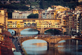 The Ponte Vecchio at sunset, in Florence.