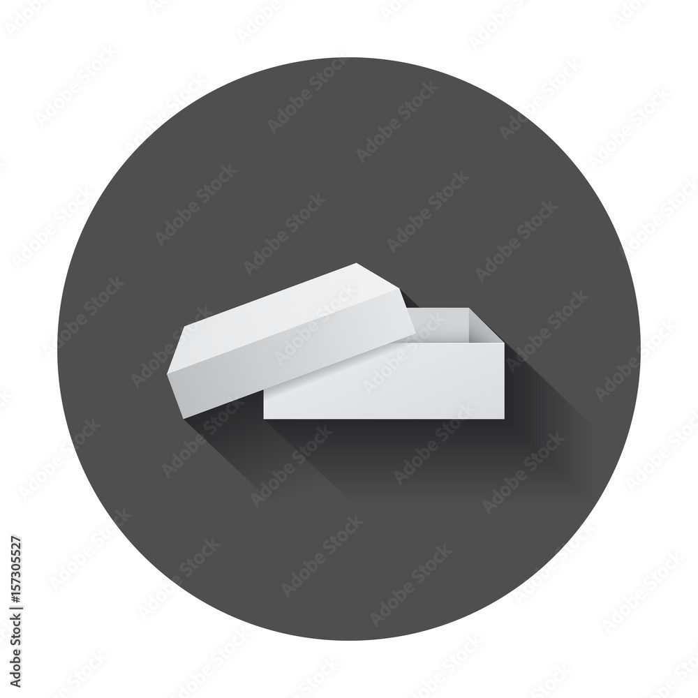 White cardboard package box. Vector illustration with long shadow. White cardboard package box. Vector illustration with long shadow.