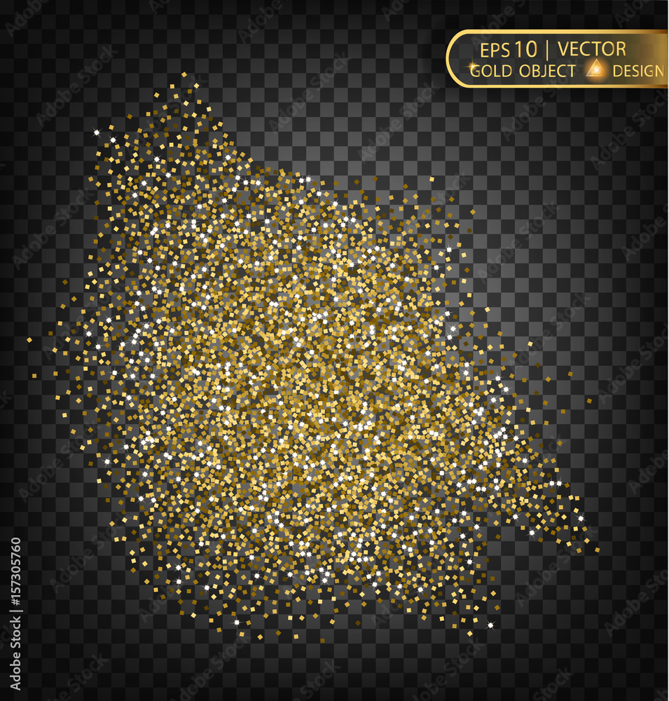 Gold sparkles on a transparent background. Gold background with sparkles