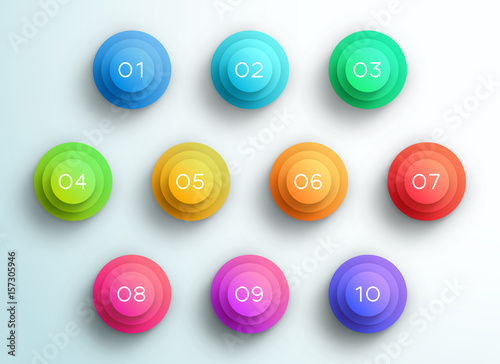 Number Bullet Point 3d Pyramid Circles 1 to 10 A