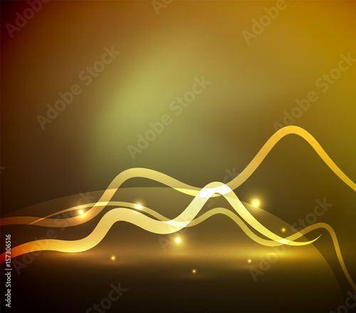 Glowing magic wave line with light effects in darkness